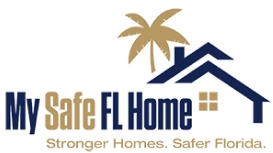 Logo of My Safe FL Home with a palm tree and house icon, promoting stronger homes in Florida.